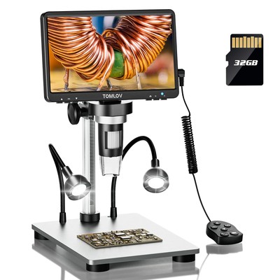 TOMLOV DM9 7 LCD Digital Microscope 1200X, 1080P Coin Microscope Magnifier wi...