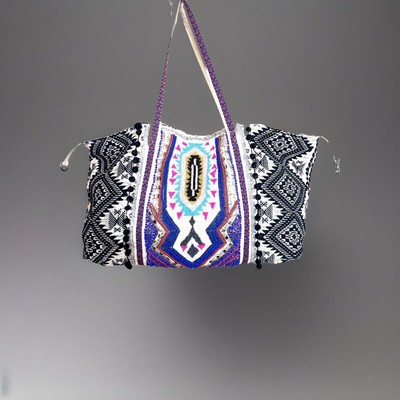 America & Beyond Purse Tote Bag Beaded Embroidered Fringe  Large 20 x 12 x 6