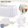 17ft Long White Table Skirt for Rectangle Tables Decorations - Wrinkle Resistant Polyester Pleated Table Skirting Desk Skirt for Office Baby Shower Birthday Party Wedding Banquet