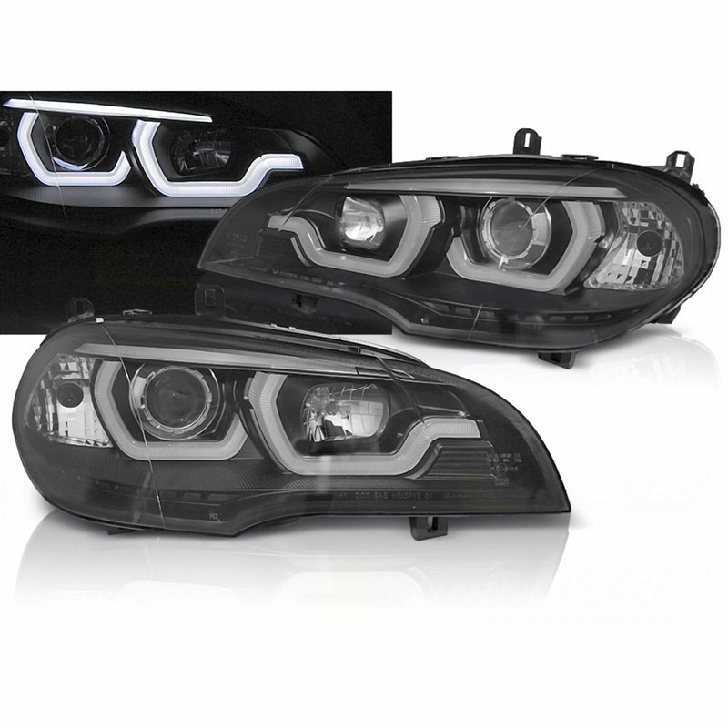 Angel Eyes Scheinwerfer Set Led Tagfahrlicht Schwarz FÃ¼R Bmw X5 E70 2007-2013