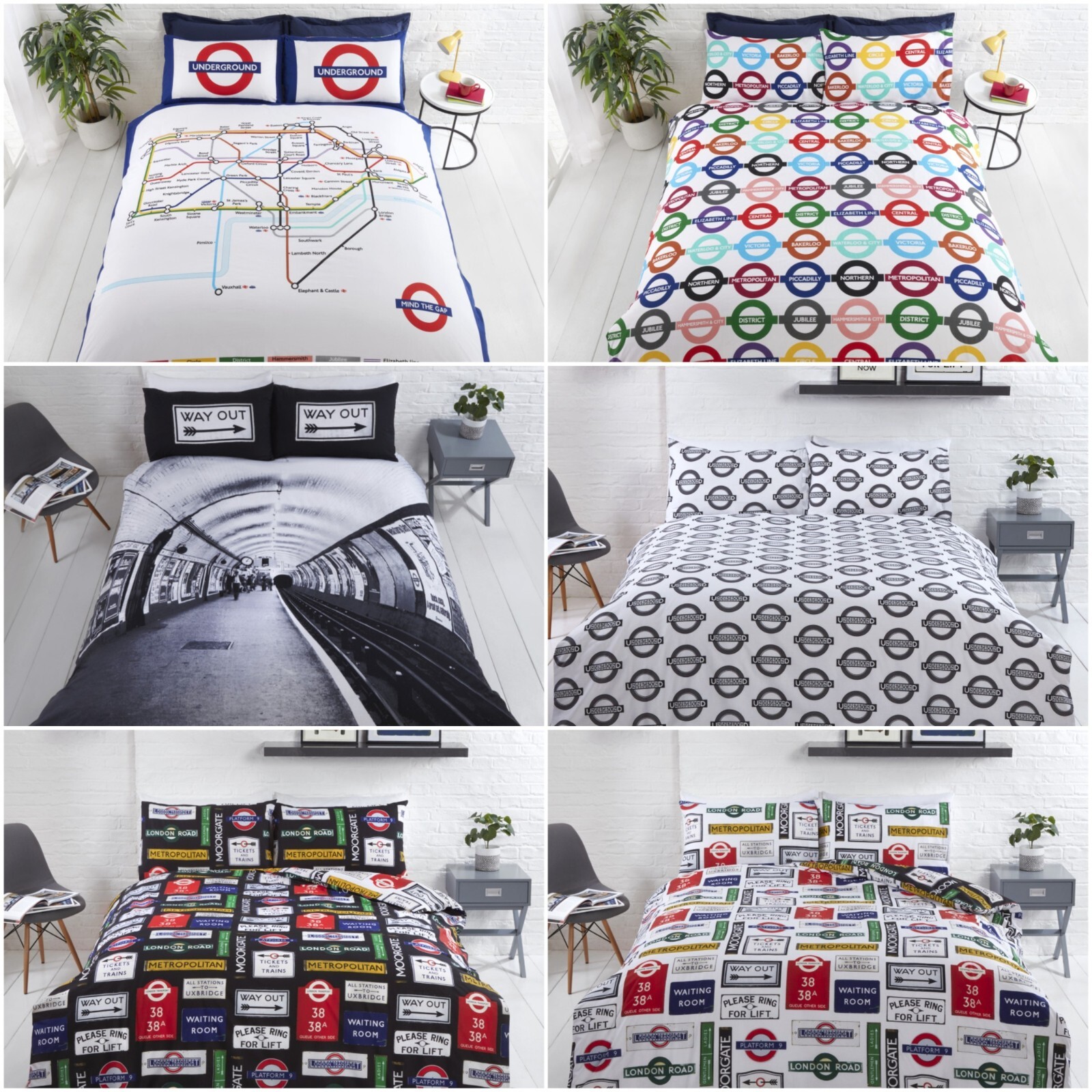 London Underground Bettwäsche-Set – U-Bahn-Karte Design Für Double-Bett, Wendbar