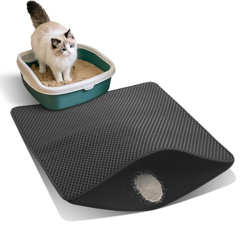 Hagzojler Cat Litter Mat for Indoor Cats 23.6×15.7inch, Black-23.6×15.7inch