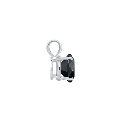 Pre-owned Shine Brite With A Diamond 1.75 Ct Round Cut Black Solid Real 14k White Gold Solitaire Pendant 18" Necklace