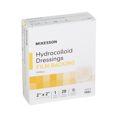 McKesson Hydrocolloid Dressing 2 x 2" Square Waterproof Film Backing 20 per Box