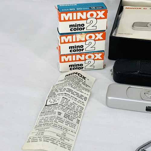 Minox C Subminiature Chrome Camera Case Film Manual Brochure Measuring Chain