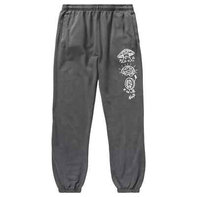 Neff Mens Mushroom Peace Black Pigment Dye Jogger Sweatpants Pants NWT Large
