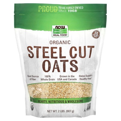 Now Foods Organic Steel Cut Oats 2 фунта 907 г Без ГМО, органический, веганский, вегетарианский