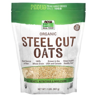 Now Foods Organic Steel Cut Oats 2 фунта 907 г Без ГМО, органический, веганский, вегетарианский