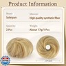SOFEIYAN 2PCS Messy Bun Hair Piece Wavy Curly Chignon Extension Mini Messy Hair Bun Scrunchies Synthetic Donut Wig Accessory Updo Space Bun Hair Pieces for Women Girls, Strawberry BlondeandBleach Blonde
