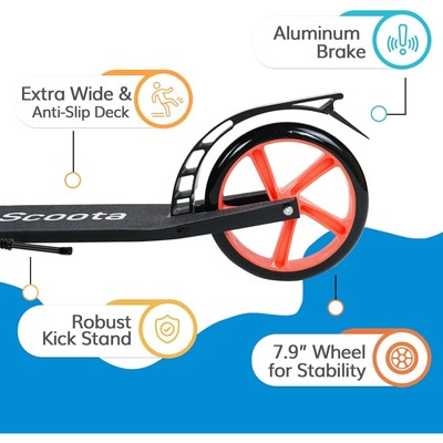 Kick Scooter for Adults & Teens. Lightweight Foldable Adult Scooter - Teen Retro