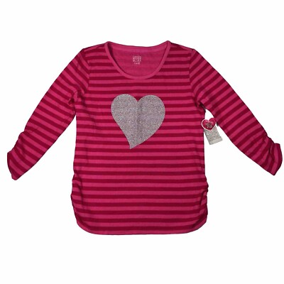 NEW- Canyon River Blues, Pink Striped Sweater, Heart Decal Sz Junior XL (18 1/2)