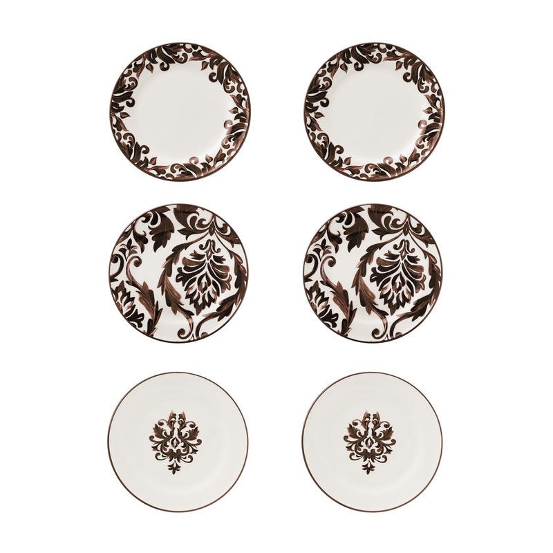 Audrey Stoneware Appetizer Plates, Brown, Set of 6