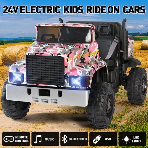 24V Power Electric 2-Seater Kids Ride On Truck Tractor w/Tra