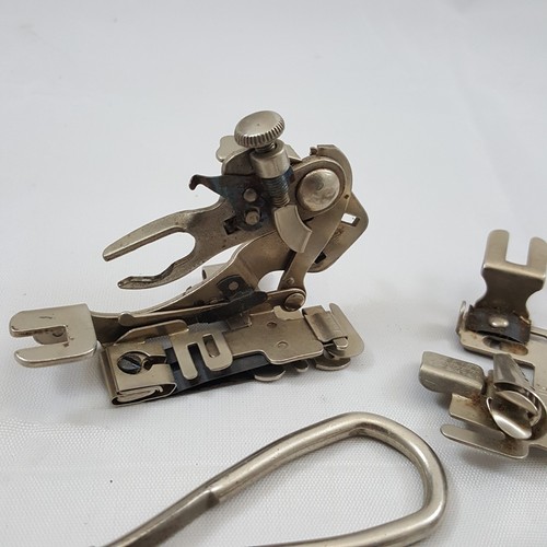 Vintage Sewing lot foot screwdriver hemmer Greist binder ruffler attachments