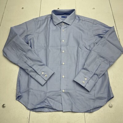 EC By Tom James Blue Pattern Long Sleeve Button Dress Shirt Mens Size M/L
