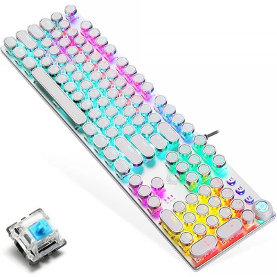 CHICHEN Mechanical Gaming Keyboard,USB Wired,Retro Steampunk Typewriter Round...