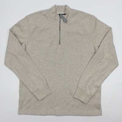 Apt 9 Men Size Large Seriously Soft Beige 100% Cotton 1/4 Zip Sweater