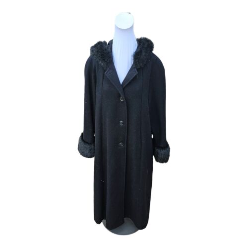 Vintage JP 1893 Womens Hooded Coat Black Size 12 Coat Long Vintage JP 1893 Womens Hooded Coat Black Size 12 Coat Long