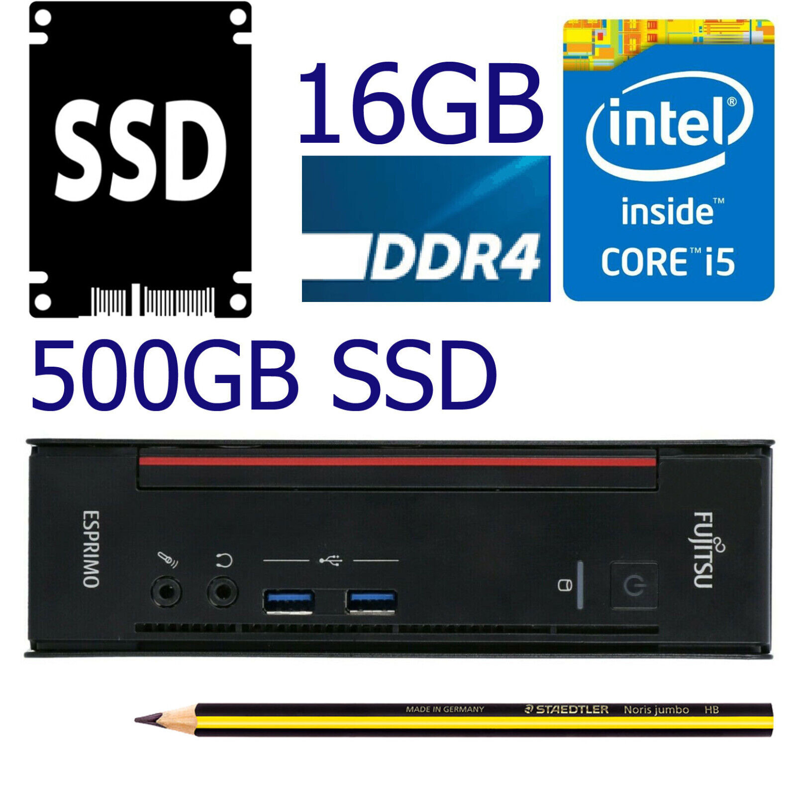 Fujitsu Esprimo Q956 Intel i5-6500T 16GB DDR4 500GB SATA SSD Fujitsu Esprimo Q956 Intel i5-6500T 16GB DDR4 500GB SATA SSD