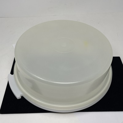 TUPPERWARE  719-2 Pie or Cake Carrier 10'' Round Carrier W/ Lid White USA Vtg+^