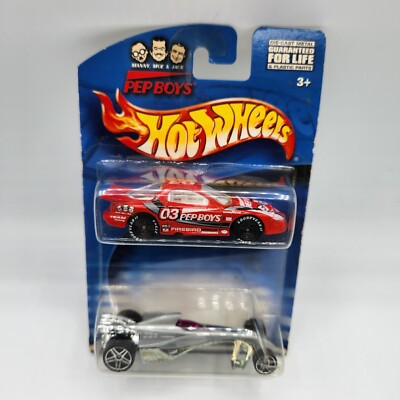 Hot Wheels Pep Boys FIREBIRD Casey Erin Racing Silver 1/64 Diecast 2000 2 Pack