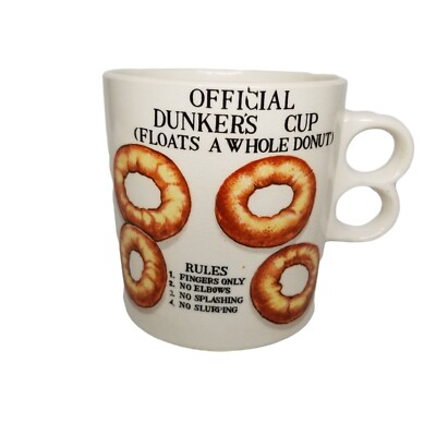 Vintage Official Dunker's Cup Oversized Double Ring Coffee Mug