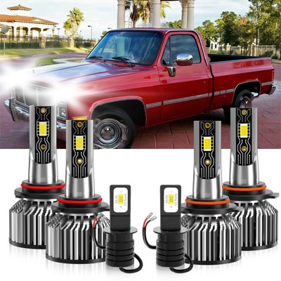 For GMC R3500 1988-1991 LED 6500K Headlight High/Low Beam+Fog Light white kit