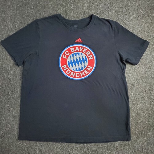 Bayern Munchen FC T Shirt Mens XL Black Adidas Cotton Soccer