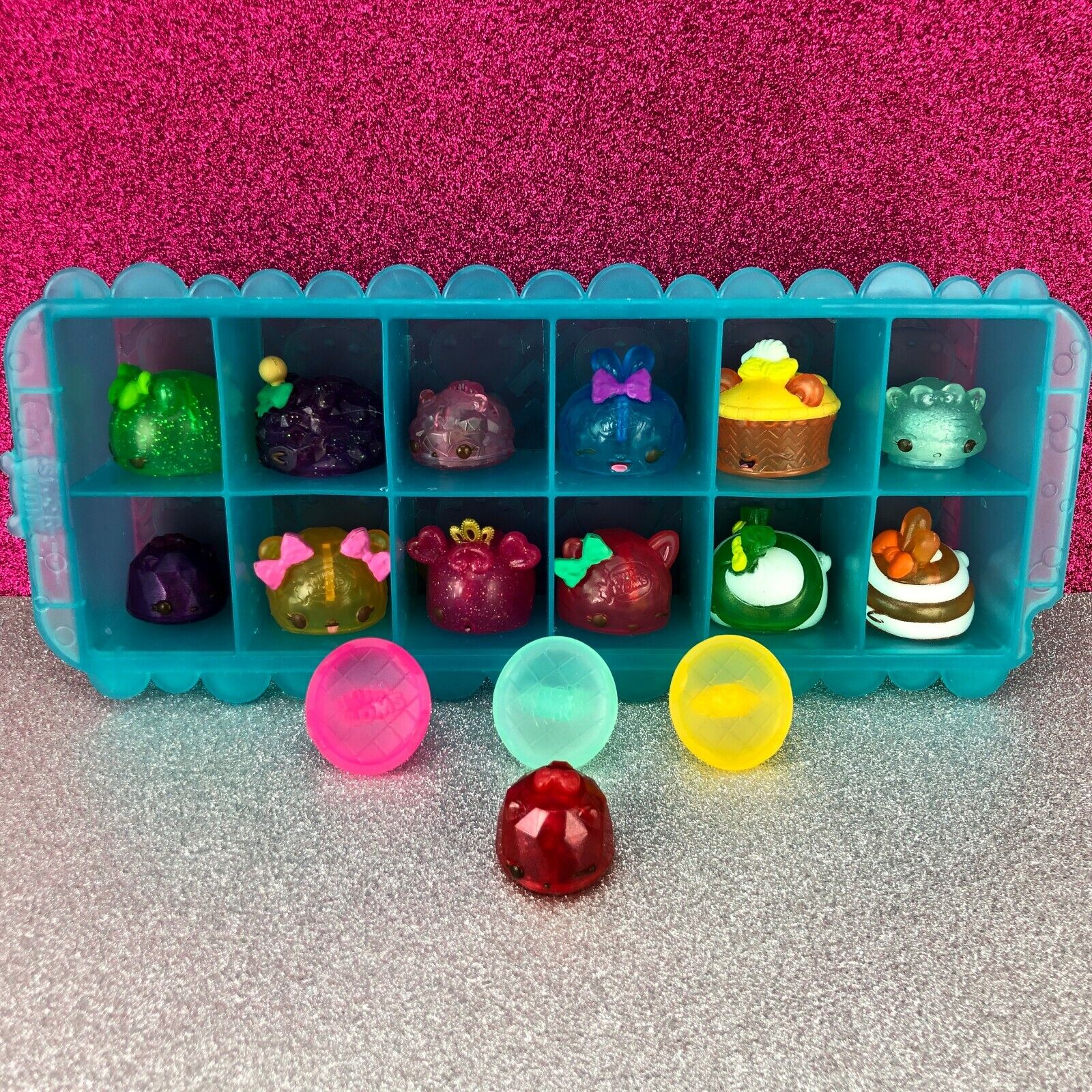 Lot Num Noms Toy Light Up Rings with Wall Shelf / Case HARD Lot Num Noms Toy Light Up Rings with Wall Shelf / Case HARD