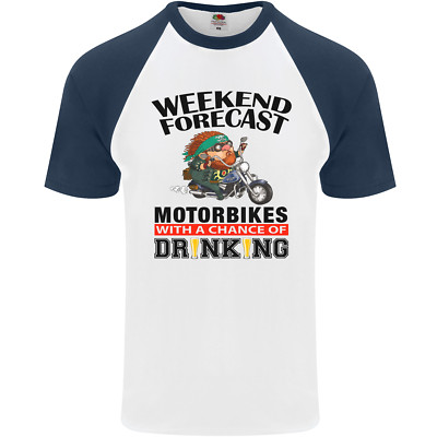 Weekend Forecast Motorbikes Mens S/S Baseball T-Shirt