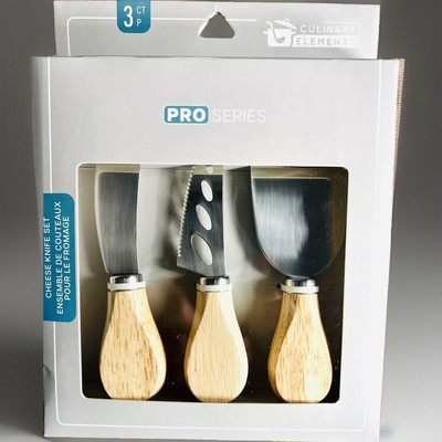 Culinary Elements Pro Series 3 Piece Cheese Knife Set Spatula Knife Spreader