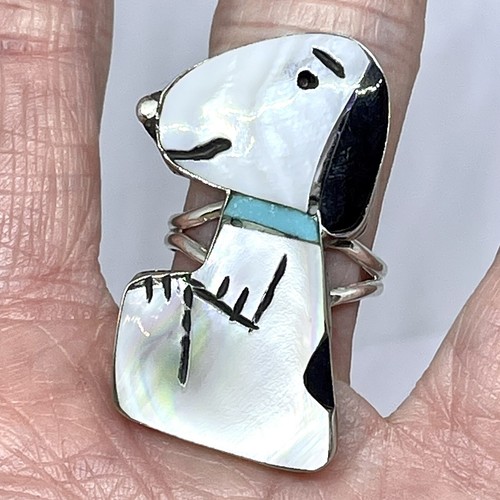 Shenel Comosona Zuni Character Ring #16③ NATIVE AMERICAN ZUNI INLAY SNOOPY RING BY SHENEL COMOSONA | eBay