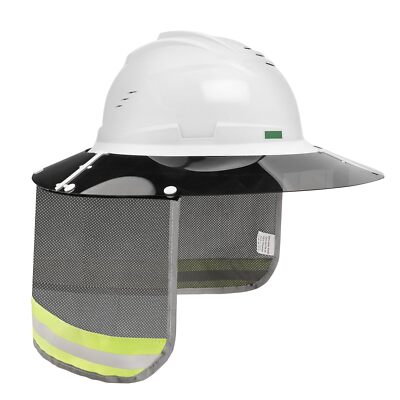 Hard Hat Visor with Neck Shade Fits Standard V-Gard Full Brim Attachment for ...