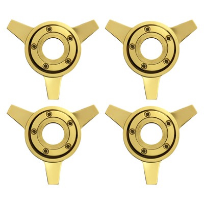 Locking 3 Bar Zenith Cut Gold Knock Off Spinner Caps without Logo, Set of 4