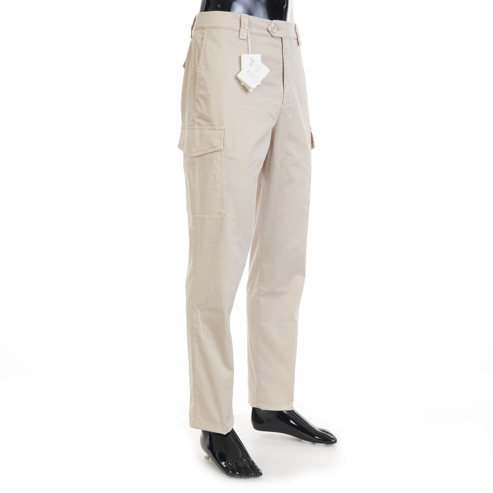 Pre-owned Brunello Cucinelli 895$ Cargo Trousers - Pima Cotton Gabardine, Leasure Fit In Beige
