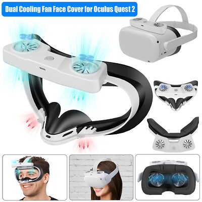 New Upgraded Adjustable Dual Cooling Fan Face Cover for Oculus Quest2 VR Headset