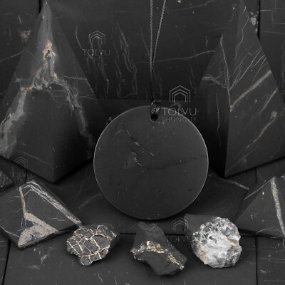 Authentic Shungite pendant medium size 1.4 inches, Real shungite stone, Tolvu