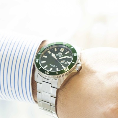 Pre-owned Orient Kano/big Mako Men's Automatic Manual Winding Mechanical Sports Steel S... In Green