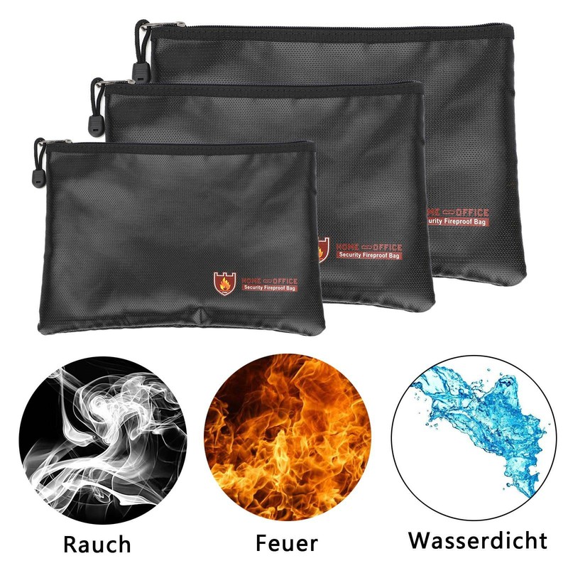Feuerfeste Dokumententasche Geldkassette Feuersichere feuerfest Wasserdicht Neu