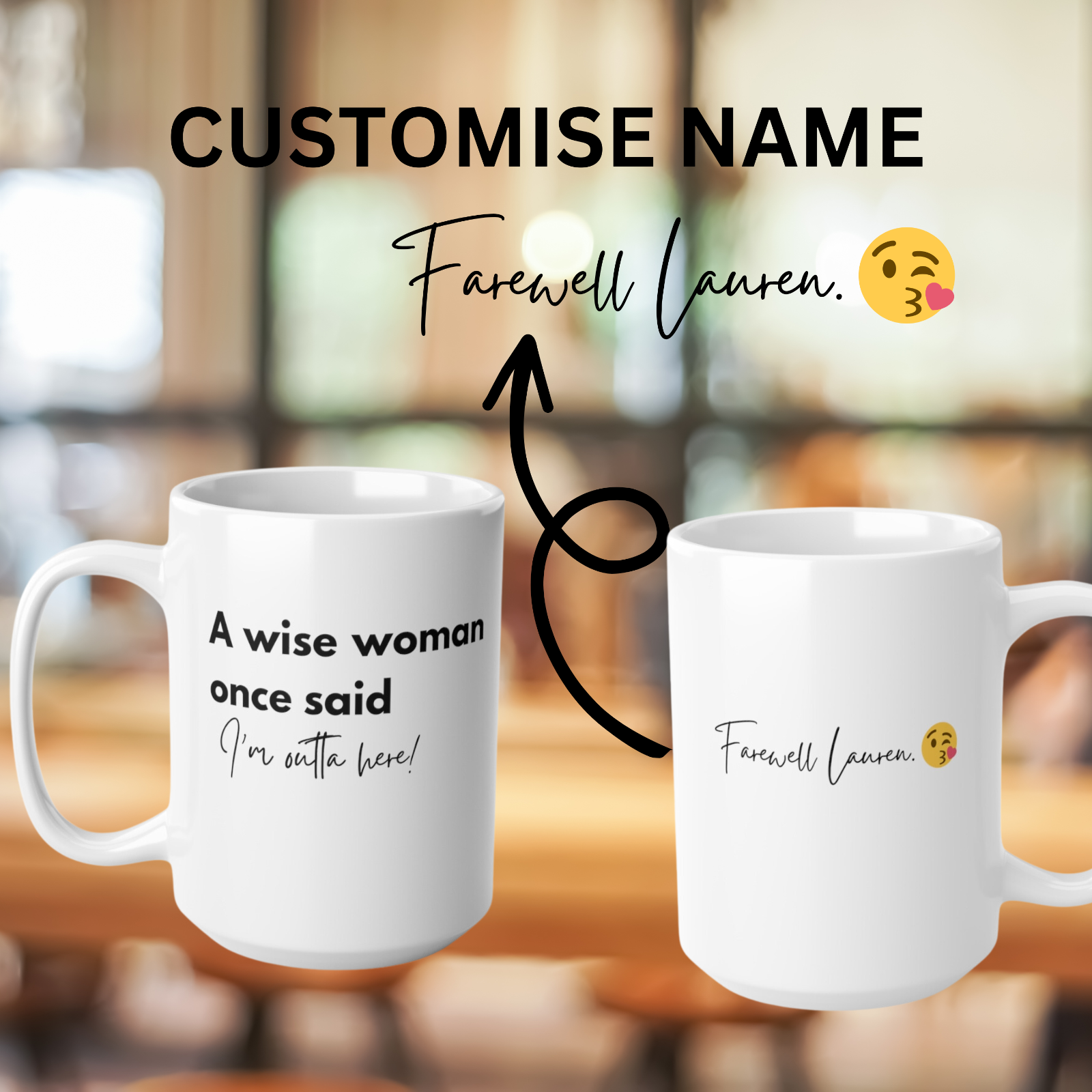 Farewell present customised mug I'm outta here retirement leaving gag gift 15 oz