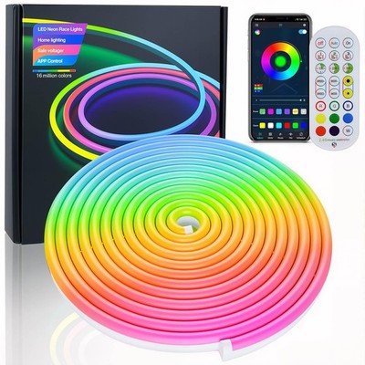 FunGeneTEC Neon Striscia LED 5 Metri, Silicone Neon Luci LED Flessibile Funziona