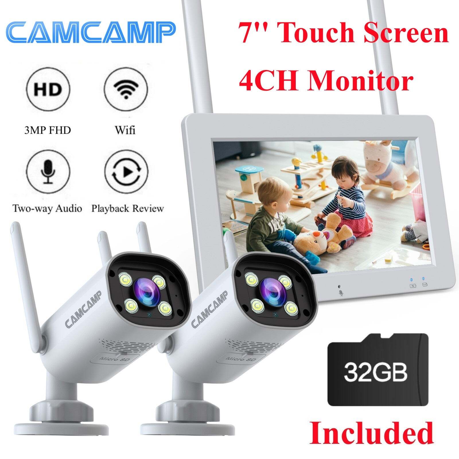 With Monitor Outdoor 2.4g Wifi Ip Camera+32gb