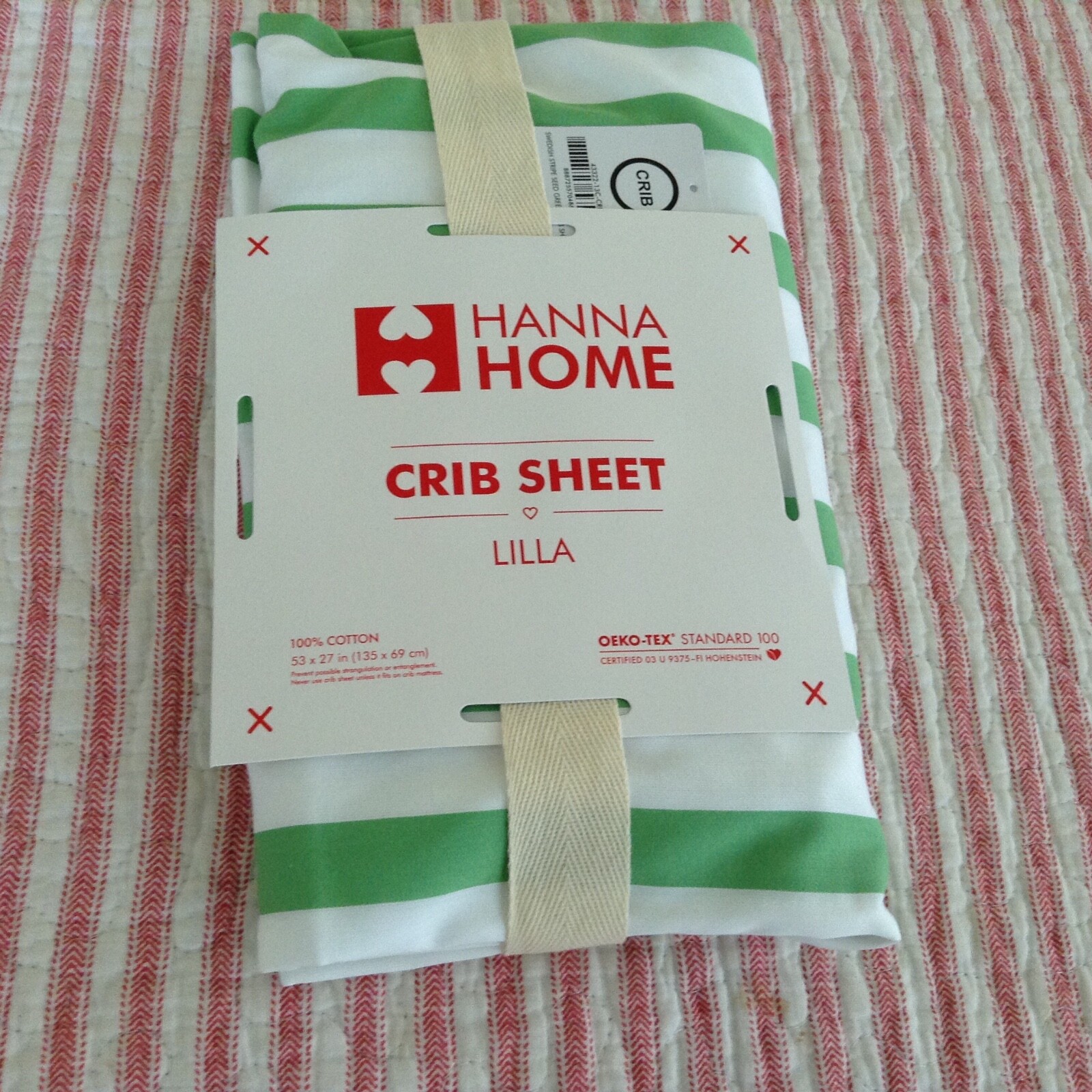 Hanna Andersso Crib Quilt Hearts A Flutter & Crib Sheet Seed Green NWT