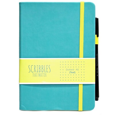 Bullet Dotted Journal Notebook Scribbles That Matter Vegan Leather Teal w/ Cover