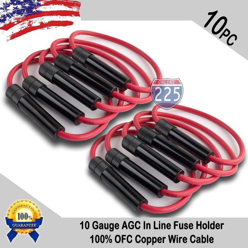 5 Pack 16 Gauge APM//ATM MINI Blade In-line Fuse Holder 100/% OFC Copper Wire US