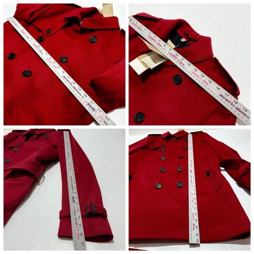 Pre-owned Burberry The Kensington Mid Length Wool Cashmere Red Coat Us 42/ L