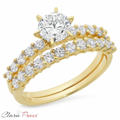 Pre-owned Pucci 3.10 Carat Round Cut Solitaire Engagement Ring Band Set 14k Yellow Gold Bridal In White/colorless