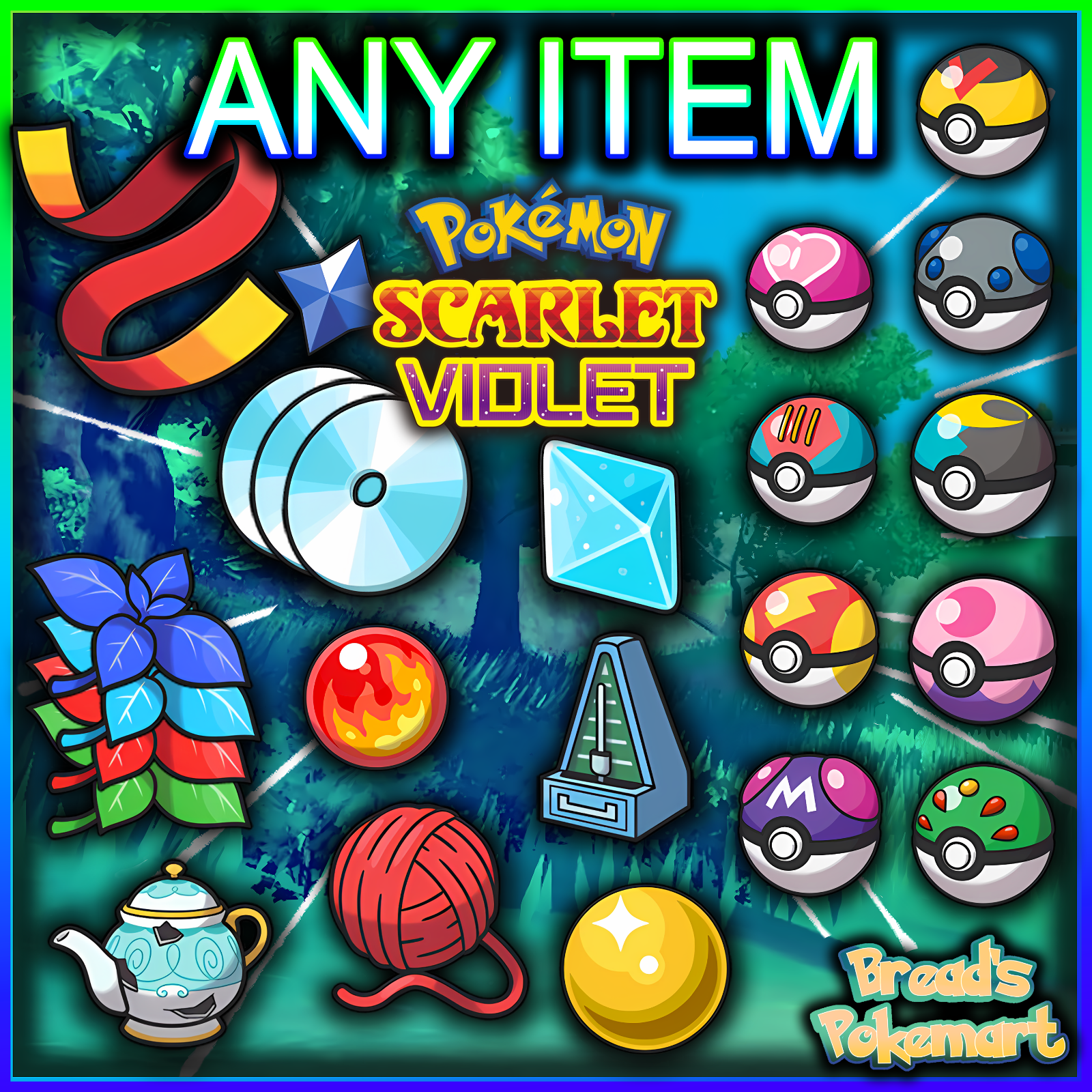 Pokemon Scarlet & Violet 🚀Any Item,Ability Patch, TM, Gold Bottle Cap,Apriballs