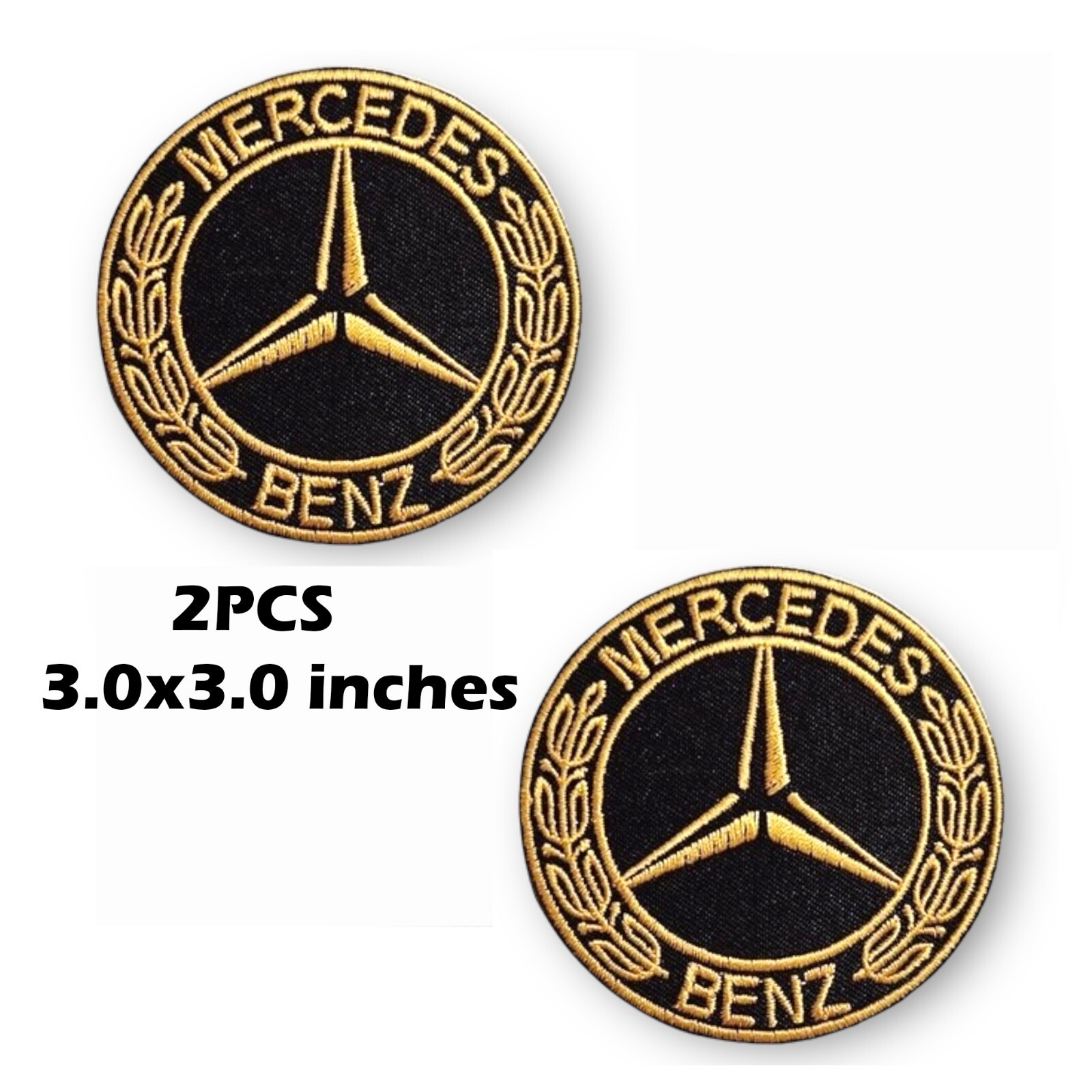 2PCS mercedes Benz Logo Black-Gold 3.0