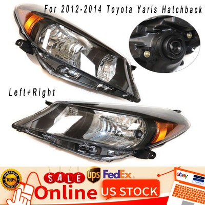 Pair For 2012 2013 2014 Toyota Yaris Hatchback Left+Right Headlights Headlamps